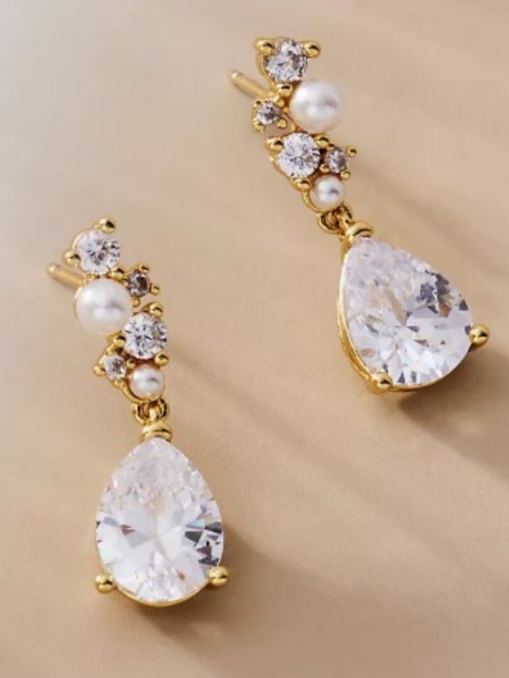 Crystal Pearl Cluster Drop Earrings By Anthropologie Weddings